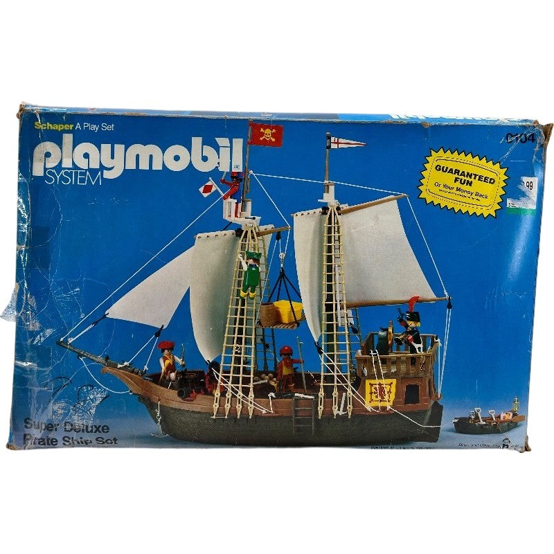 Vintage 1978 Playmobil 3550 Schaper Pirate Ship Set w/ Original Box Incomplete 70s Toy Galleon