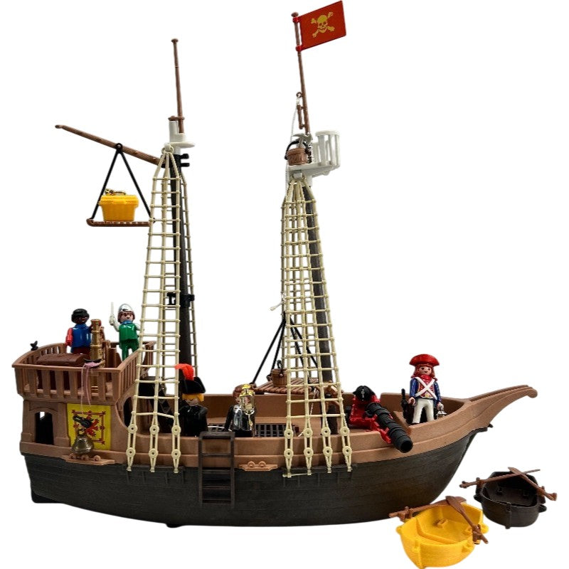 Vintage 1978 Playmobil 3550 Schaper Pirate Ship Set w/ Original Box Incomplete 70s Toy Galleon