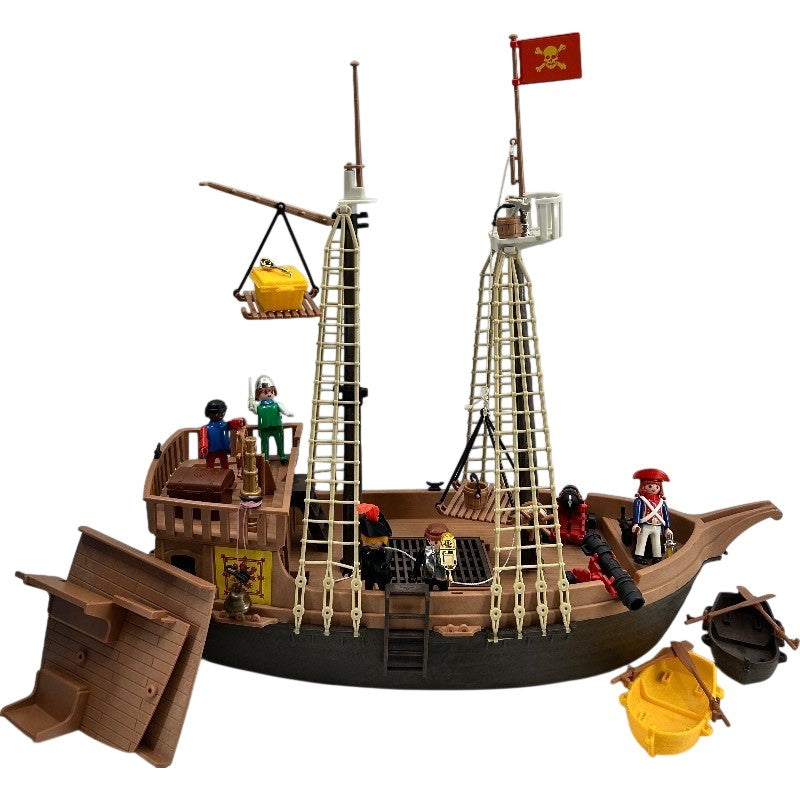 Vintage 1978 Playmobil 3550 Schaper Pirate Ship Set w/ Original Box Incomplete 70s Toy Galleon