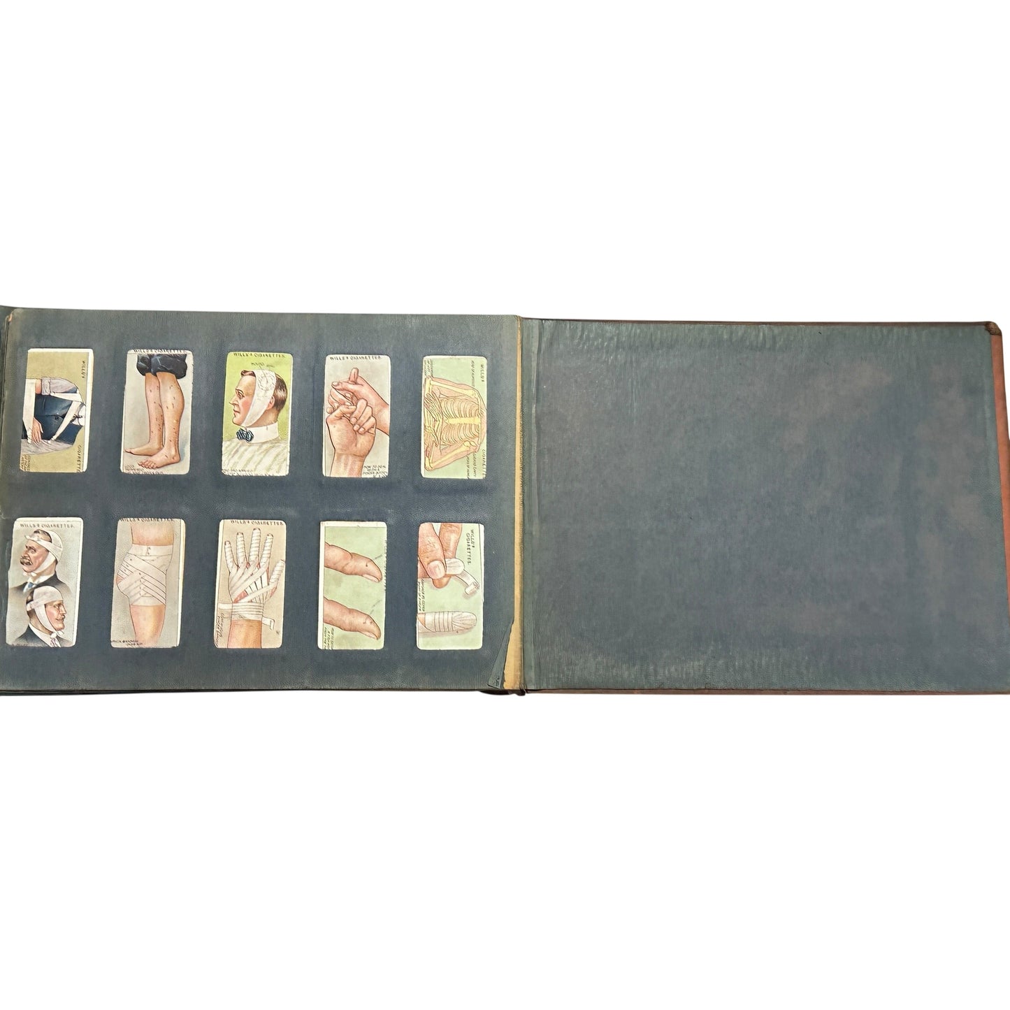 Antique Wills's Cigarette Card Album with RARE 1912 First Aid Medical Set, Edwardian British Ephemera Collector's Book