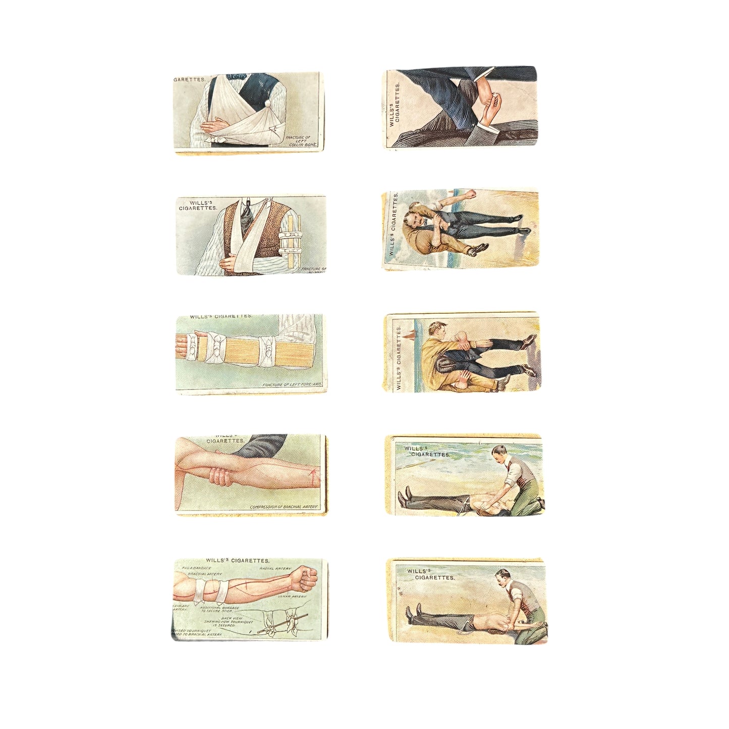 Antique Wills's Cigarette Card Album with RARE 1912 First Aid Medical Set, Edwardian British Ephemera Collector's Book