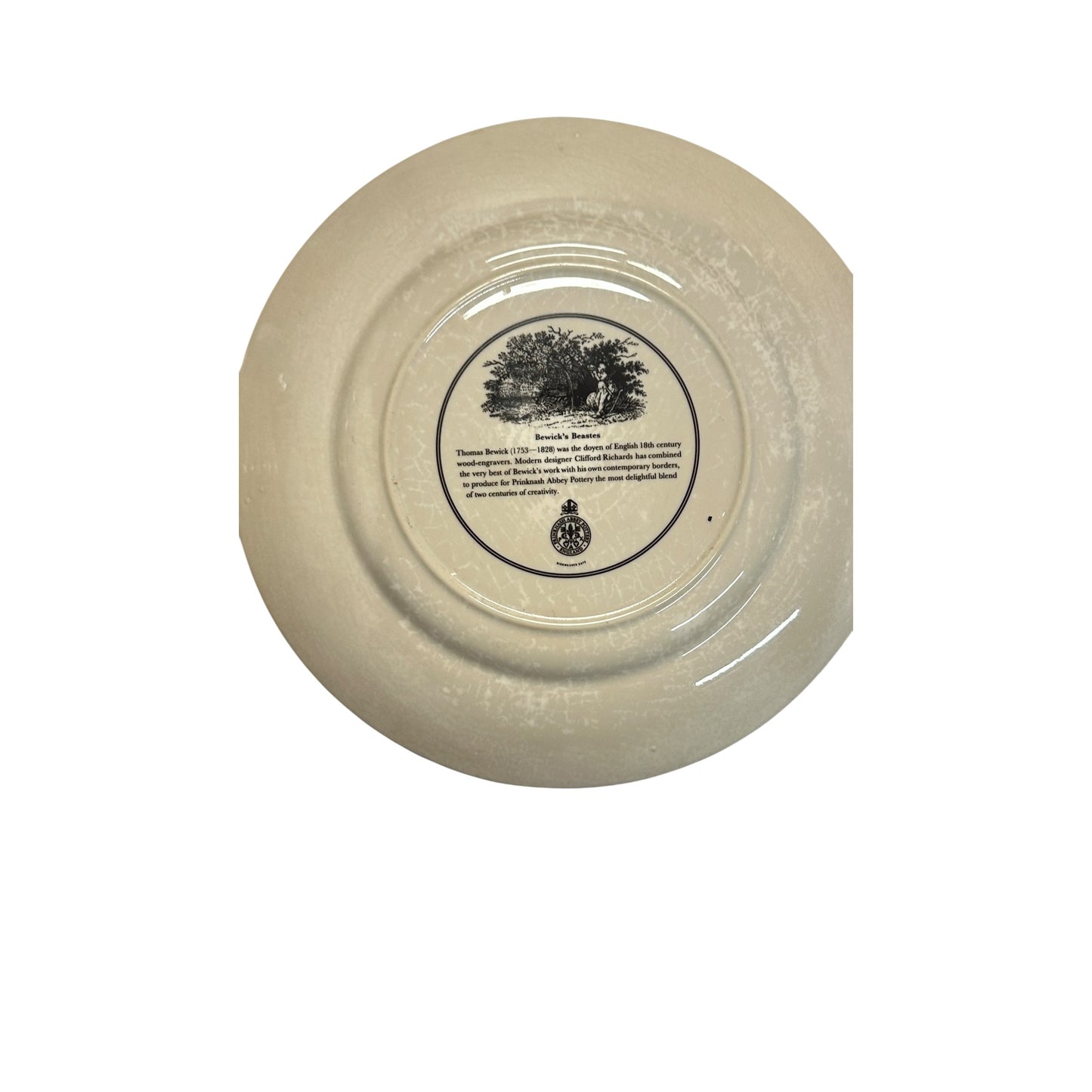 Vintage 1970s Prinknash Abbey RHINOCEROS Plate Bewick's Beastes Clifford Richards Design English Pottery Safari Animal Print Wall Decor