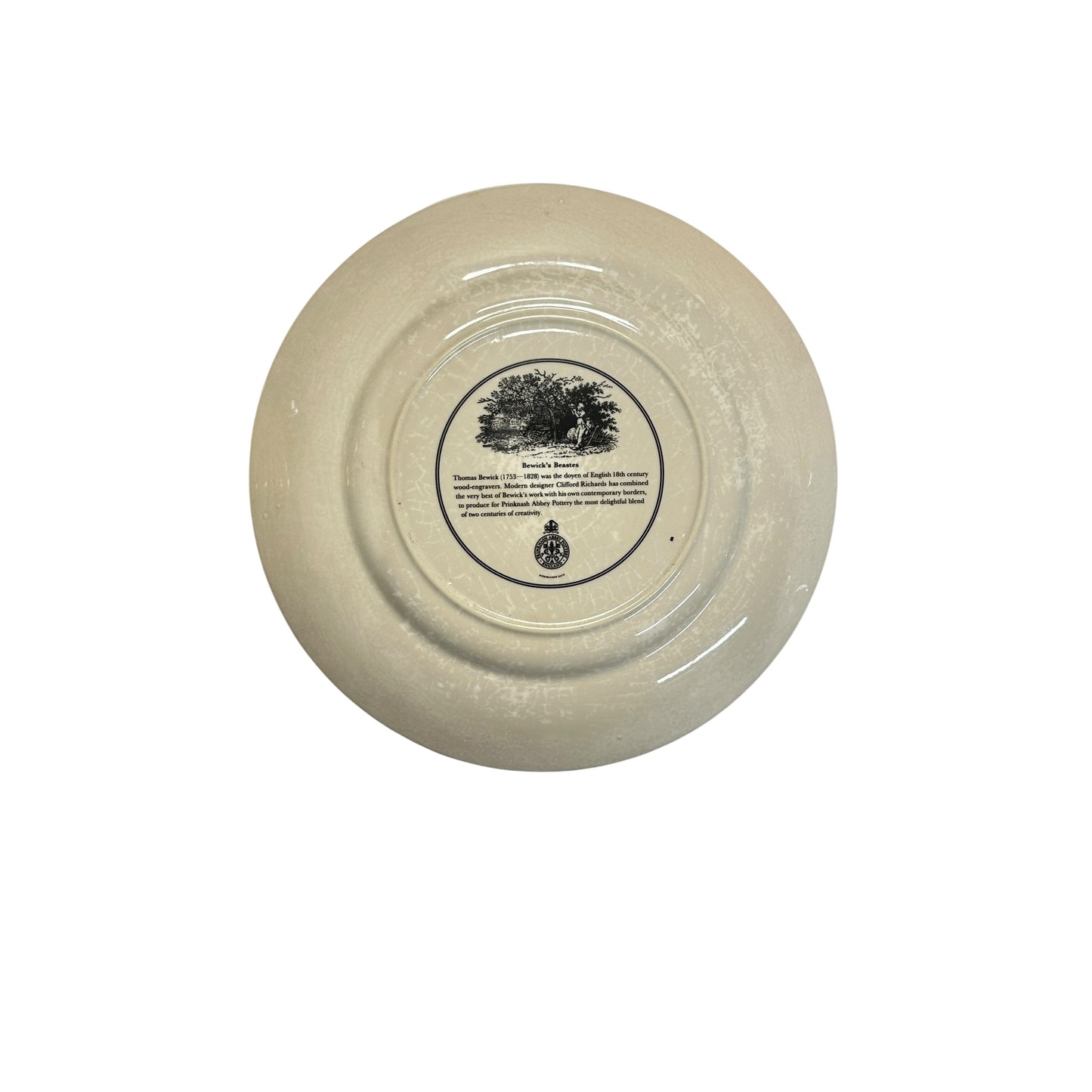 Vintage 1970s Prinknash Abbey RHINOCEROS Plate Bewick's Beastes Clifford Richards Design English Pottery Safari Animal Print Wall Decor