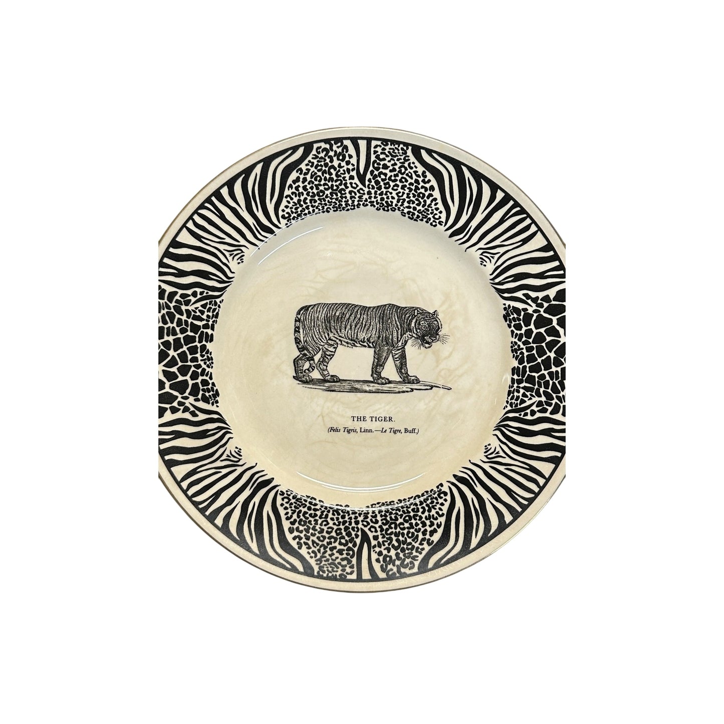 Vintage 1970s Prinknash Abbey 'The Tiger' Plate by Clifford Richards | Bewick's Beasties English Pottery | Maximalist Safari Animal Print Wall Decor