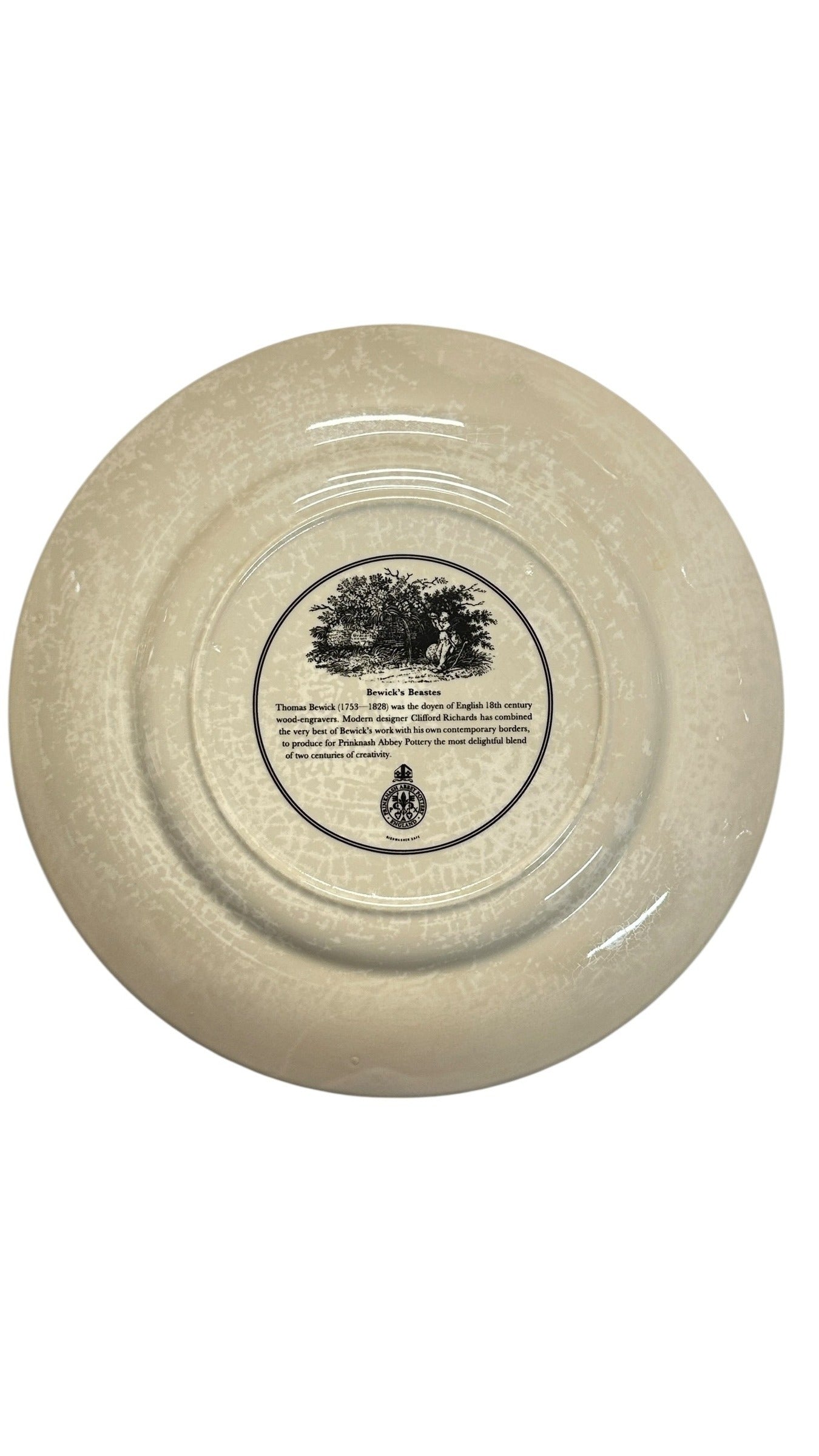 Vintage Prinknash Abbey BEWICK'S BEASTES Zebra Plate by Clifford Richards 8.5" English Pottery Animal Print Wall Decor