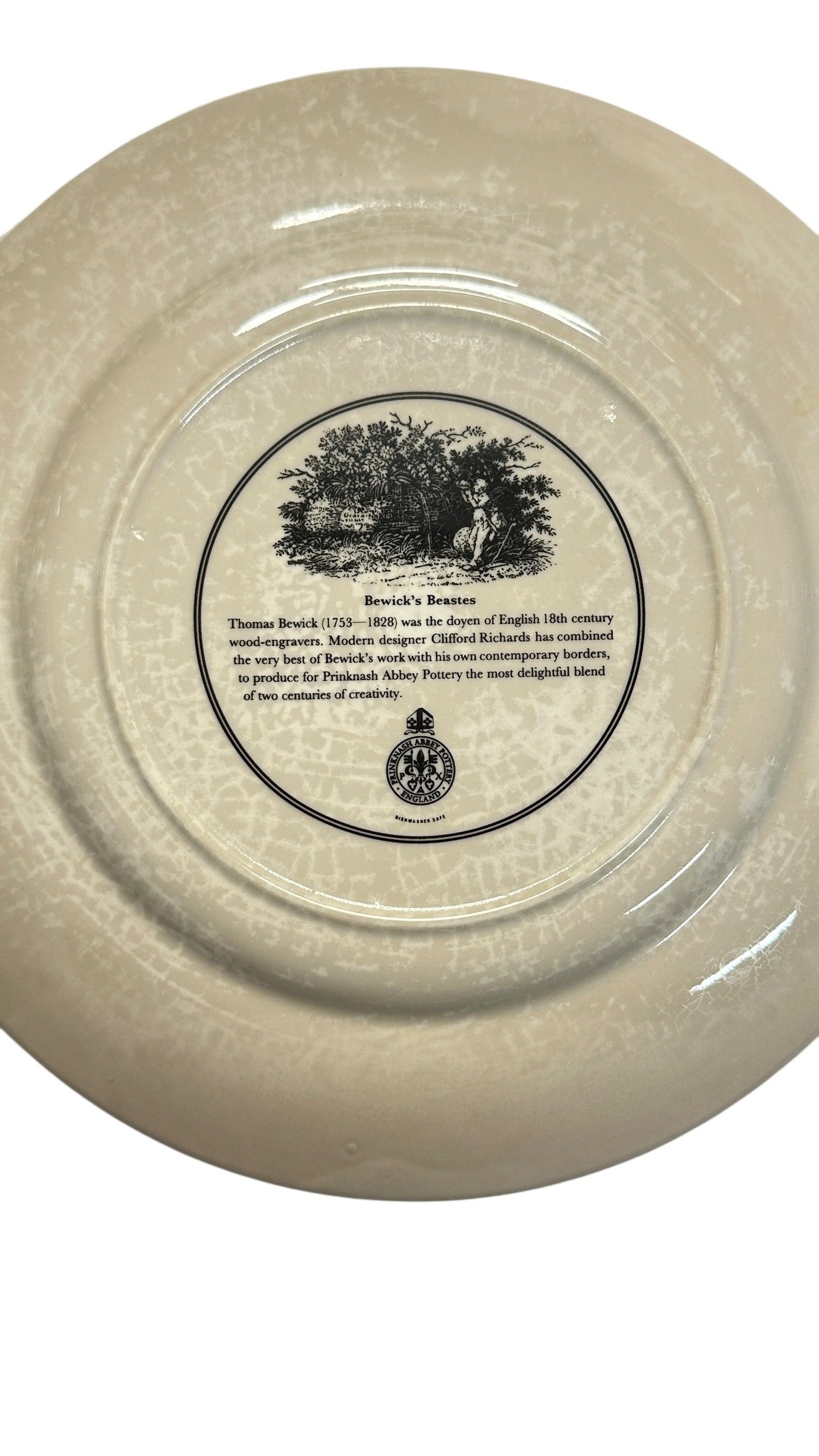 Vintage Prinknash Abbey BEWICK'S BEASTES Zebra Plate by Clifford Richards 8.5" English Pottery Animal Print Wall Decor