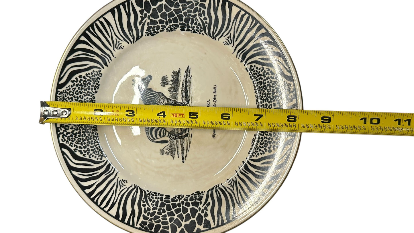 Vintage Prinknash Abbey BEWICK'S BEASTES Zebra Plate by Clifford Richards 8.5" English Pottery Animal Print Wall Decor