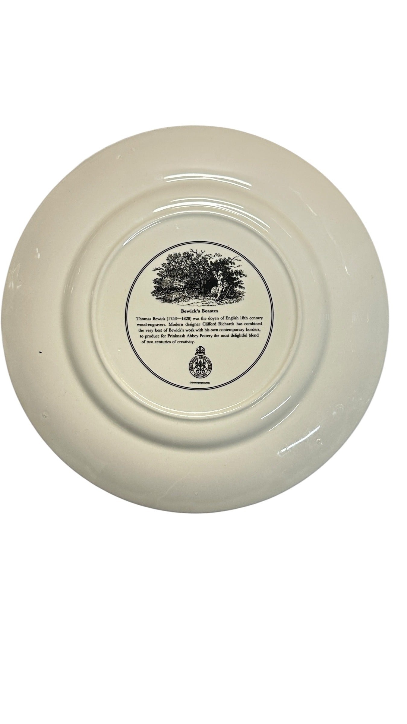 Vintage 1970s Prinknash BEWICK'S BEASTES Rhinoceros Plate by Clifford Richards Zebra Safari Border English Pottery Wall Art