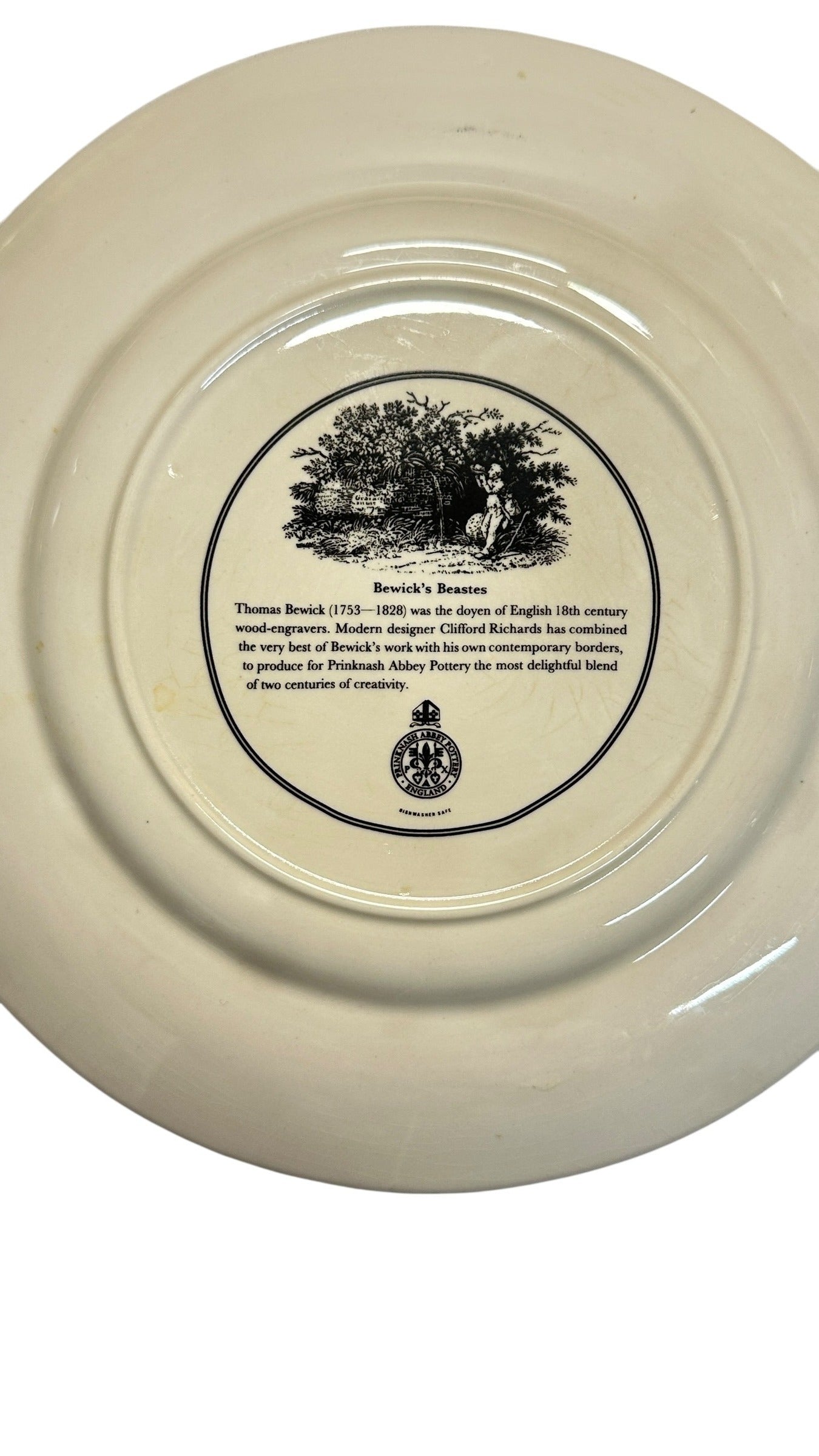 Vintage ABBEY POTTERY Bewick's Beastes TIGER Plate by Clifford Richards 10.5" Maximalist Animal Print Decor Made in England