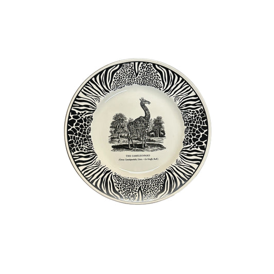 Vintage Clifford Richards for Abbey Pottery Bewick's Bestiary Plate THE CAMELEOPARD Giraffe Animal Print Maximalist English Ceramic