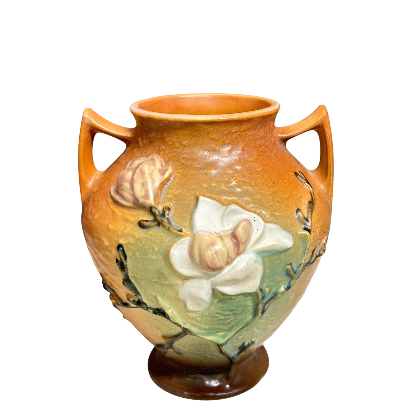 Vintage 1943 ROSEVILLE POTTERY Magnolia Vase 90-7 | American Art Deco Two-Handle Urn | Excellent Condition