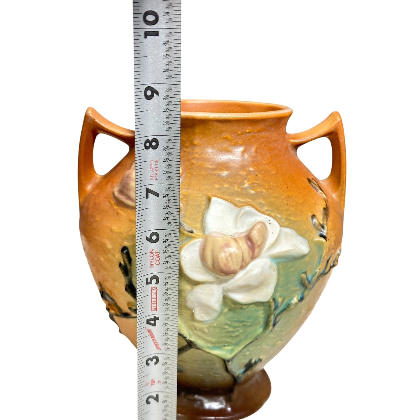 Vintage 1943 ROSEVILLE POTTERY Magnolia Vase 90-7 | American Art Deco Two-Handle Urn | Excellent Condition