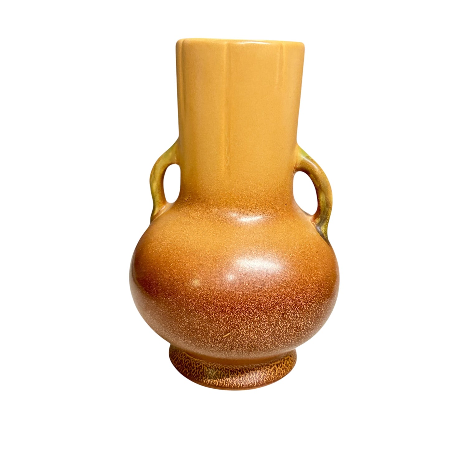 Vintage 1930s Weller Pottery 'Wild Rose' Vase Double Handled Matte Peach Art Deco Decor