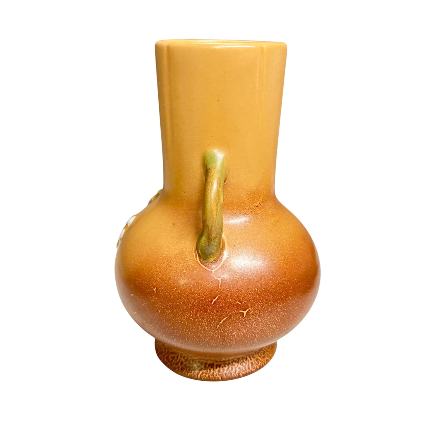 Vintage 1930s Weller Pottery 'Wild Rose' Vase Double Handled Matte Peach Art Deco Decor