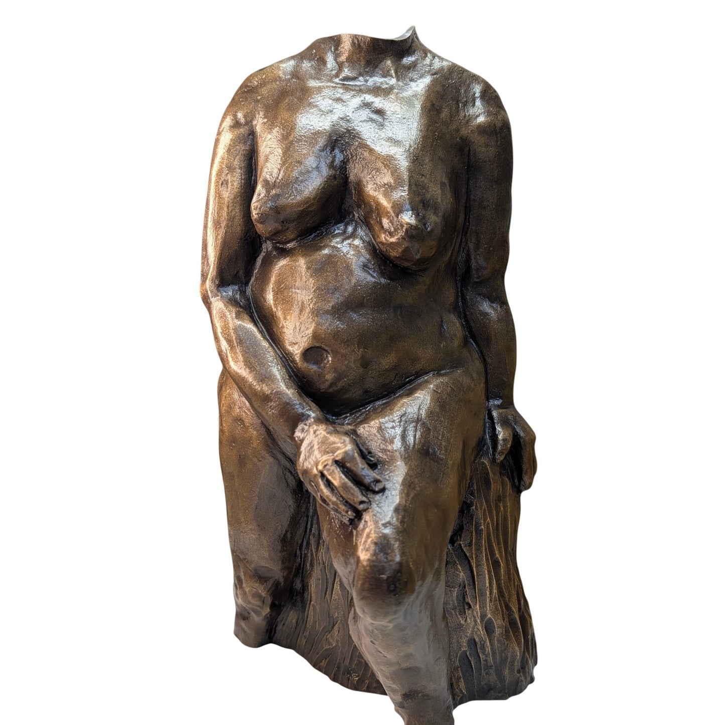 Monumental Brutalist Female Torso Sculpture Heavy Cast Bronze Studio Art Mid-Century Modernist Nude Figure