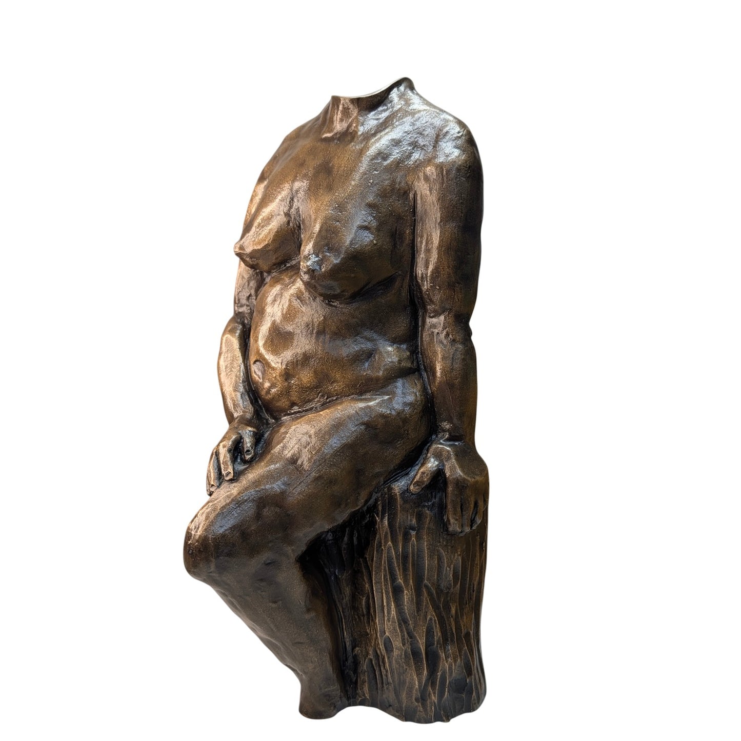 Monumental Brutalist Female Torso Sculpture Heavy Cast Bronze Studio Art Mid-Century Modernist Nude Figure