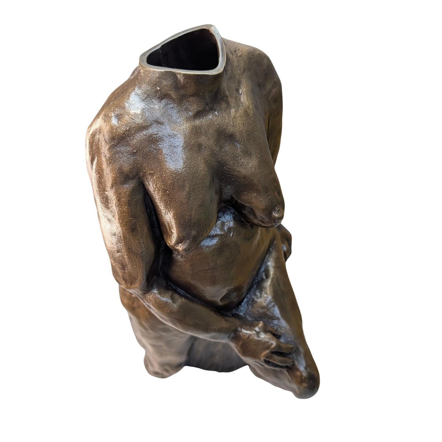 Monumental Brutalist Female Torso Sculpture Heavy Cast Bronze Studio Art Mid-Century Modernist Nude Figure
