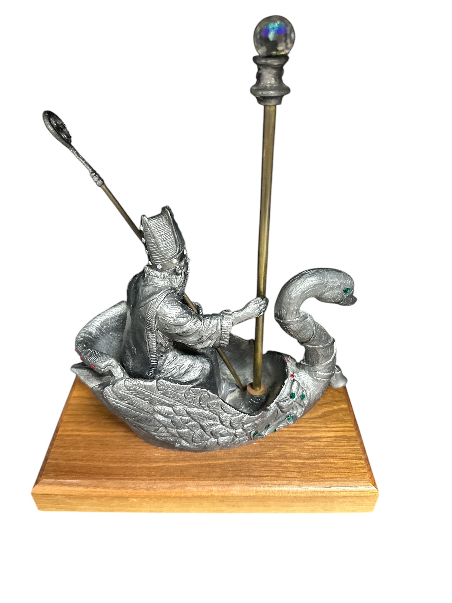 Vintage 1992 Michael Ricker Pewter Sculpture "A Christmas Ride" LE St. Nicholas Swan Boat Figurine