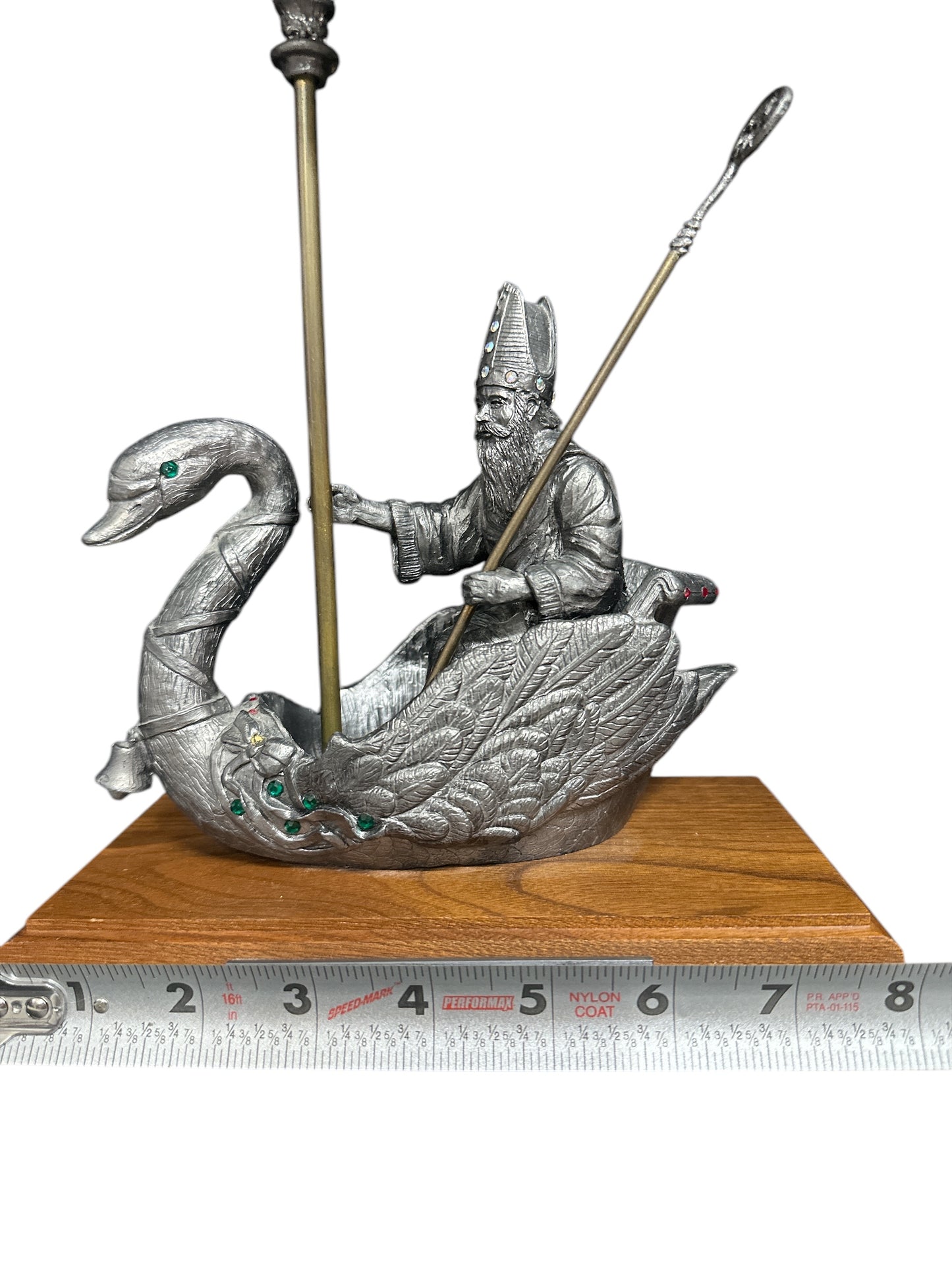 Vintage 1992 Michael Ricker Pewter Sculpture "A Christmas Ride" LE St. Nicholas Swan Boat Figurine