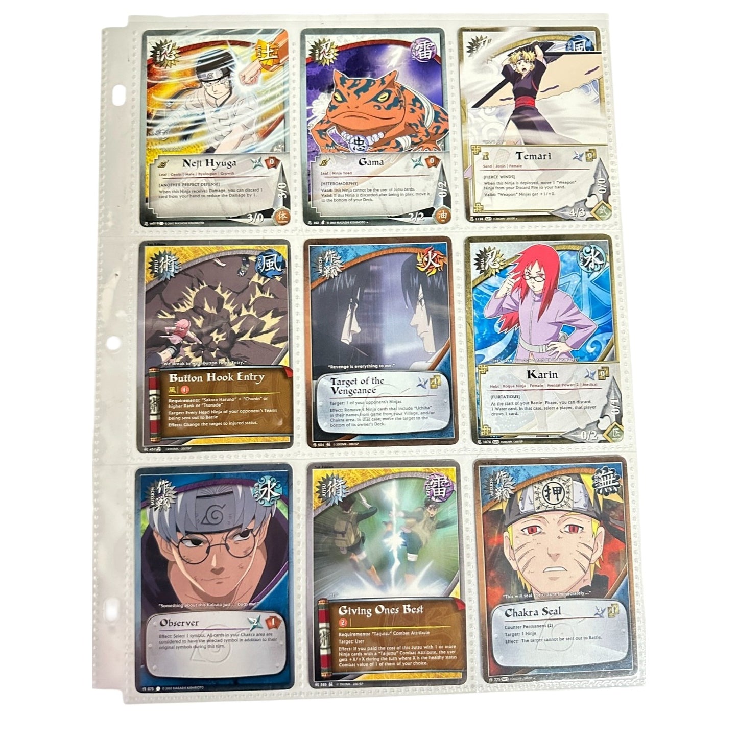 Naruto CCG Super Rare & Foil Card Lot Neji Karin Sasuke Temari Bandai 2006