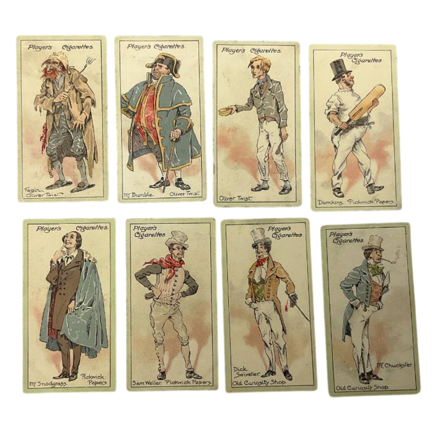 Vintage 1920s John Player Dickens Characters Cigarette Cards Lot of 8