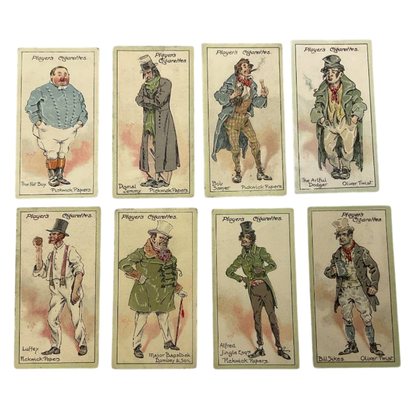 1912 John Player & Sons Dickens Characters Cigarette Cards (Set of 8)