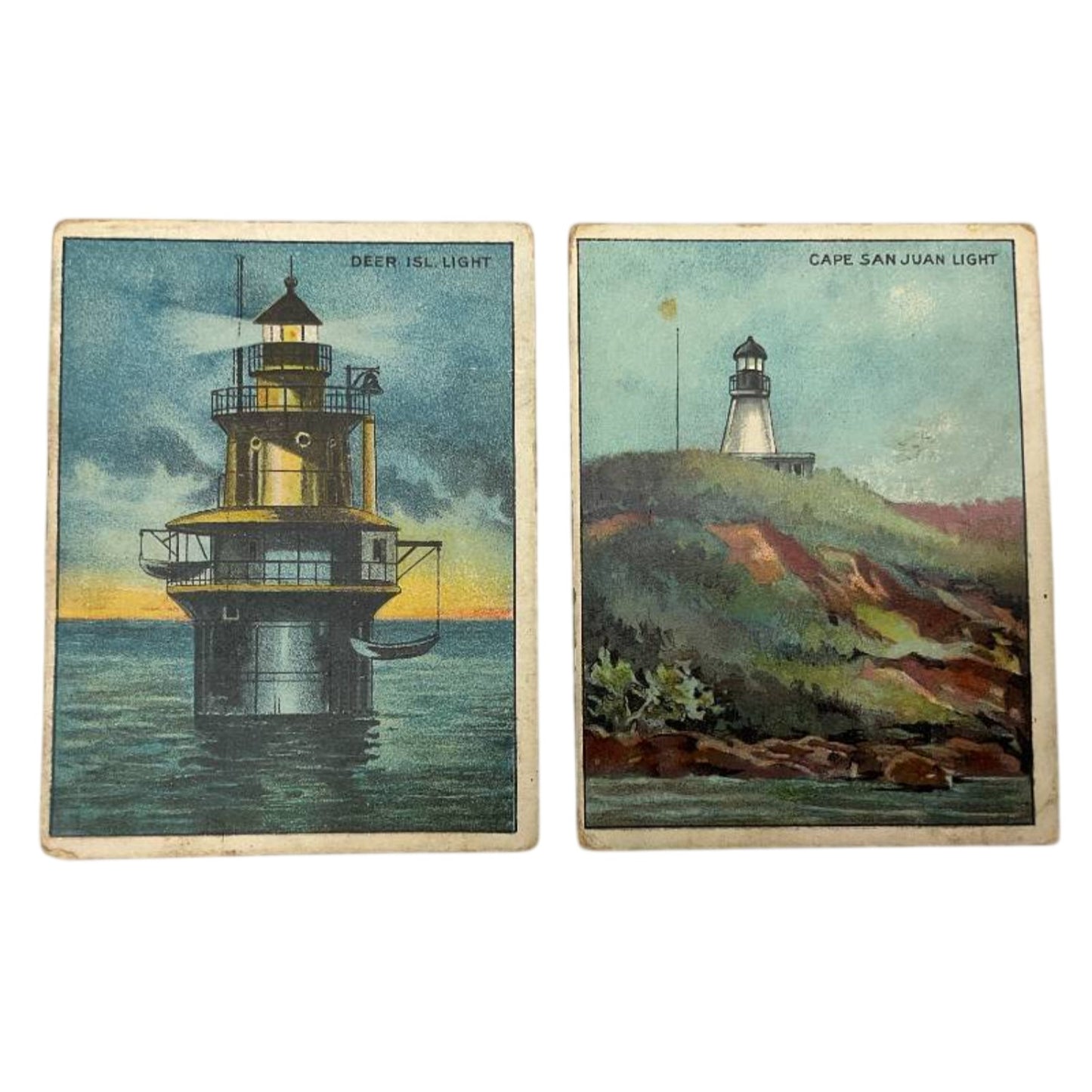 1910 Hassan T88 Lighthouse Cards Deer Island & Cape San Juan | Set of 2