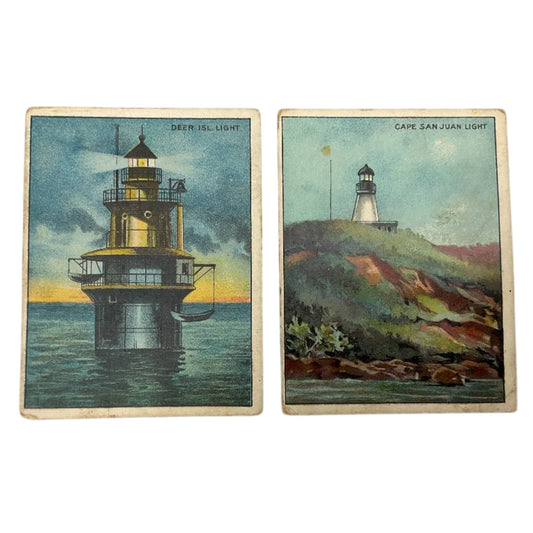 1910 Hassan T88 Lighthouse Cards Deer Island & Cape San Juan | Set of 2