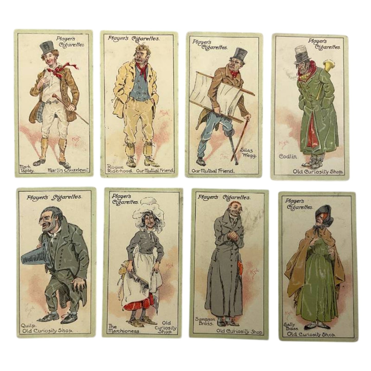 1912 Player's Dickens Characters Cigarette Cards Lot of 8 Antique Edwardian