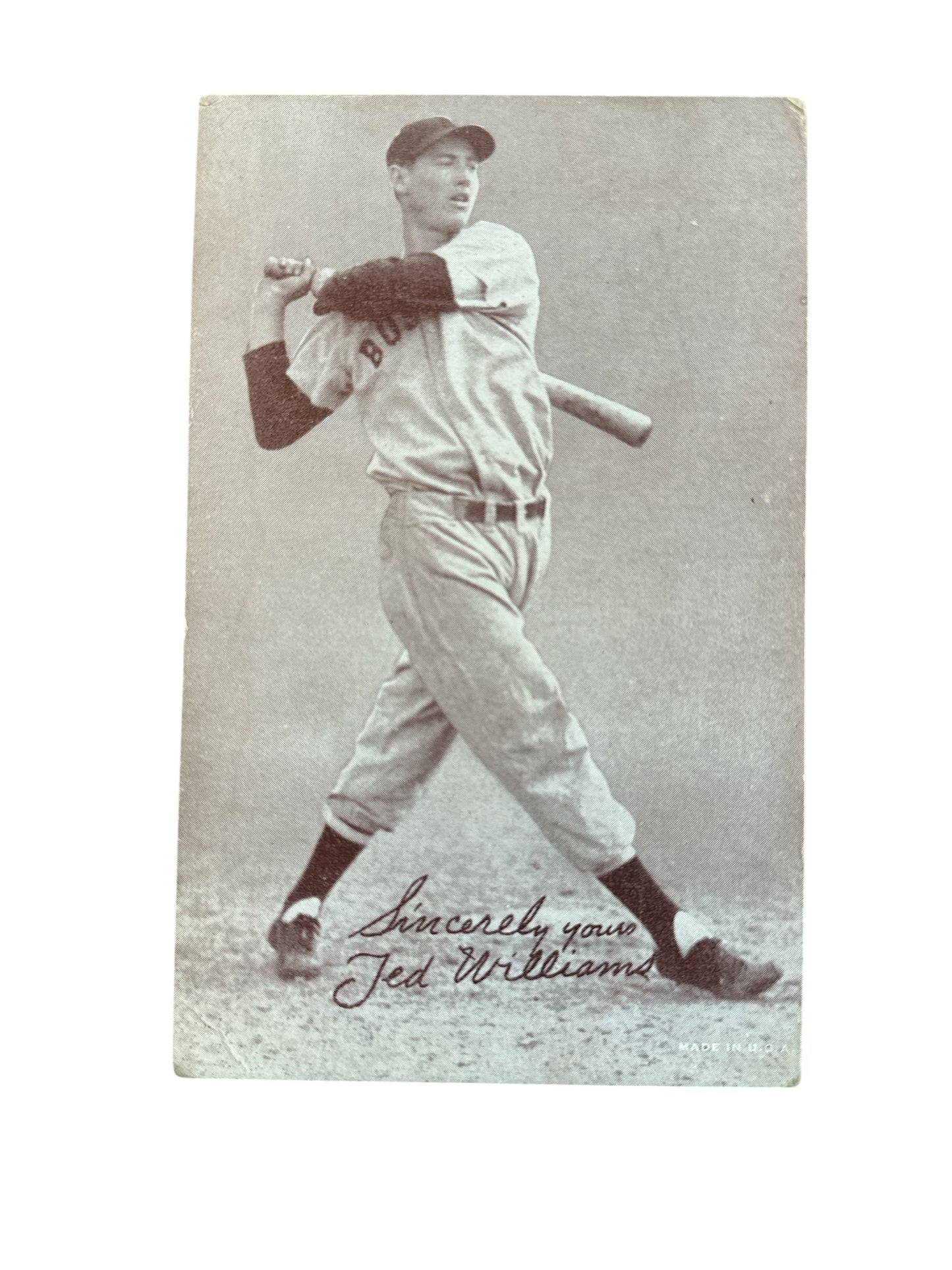 1940s Ted Williams Salutation Exhibit Card Boston Red Sox Vintage Baseball