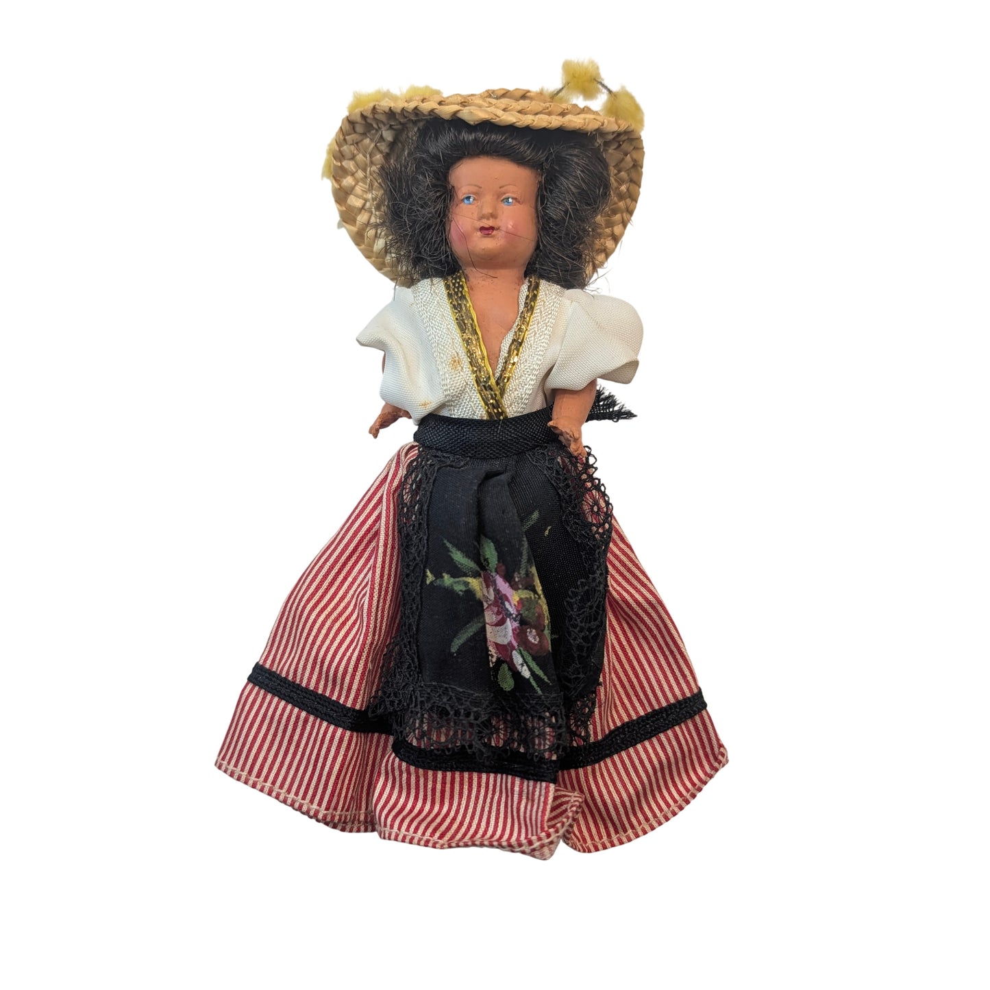 Vintage French Regional Costume Dolls Celluloid Pair Mid-Century France