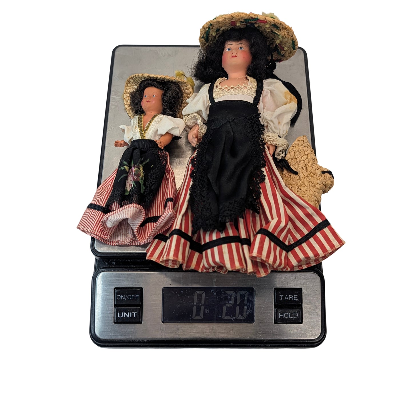 Vintage French Regional Costume Dolls Celluloid Pair Mid-Century France