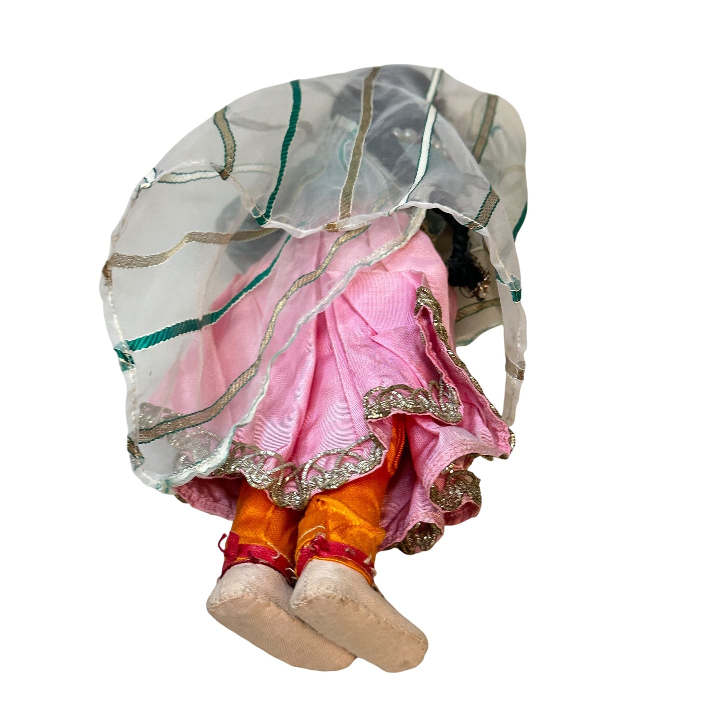 Vintage Indian Kathak Dancer Doll Handmade Silk Zari Trim Mid-Century Art