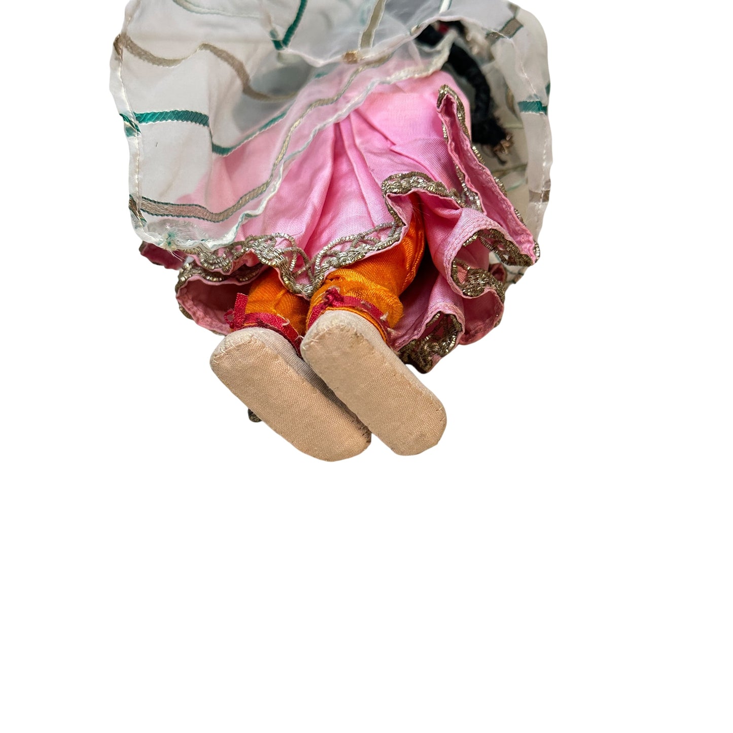 Vintage Indian Kathak Dancer Doll Handmade Silk Zari Trim Mid-Century Art