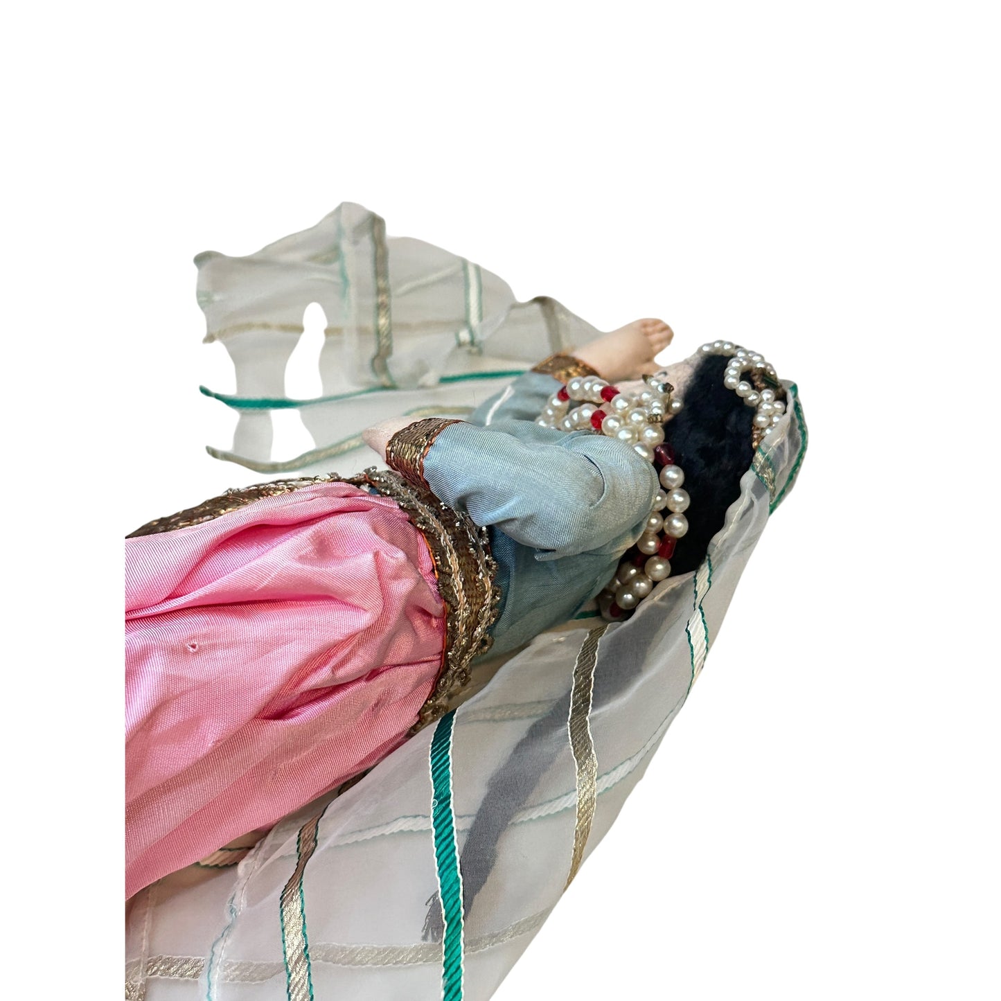 Vintage Indian Kathak Dancer Doll Handmade Silk Zari Trim Mid-Century Art