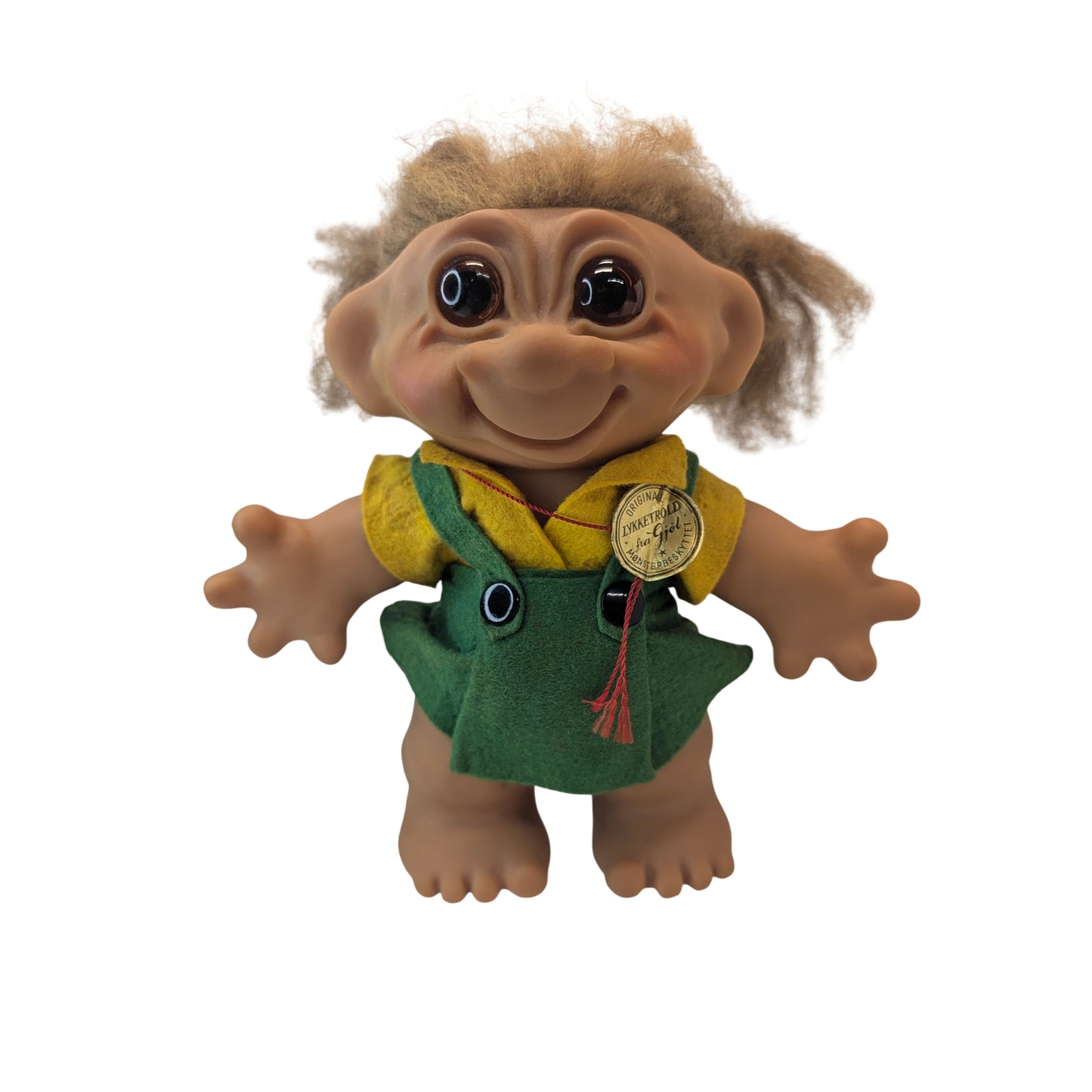 Vintage 1960s Dam Lykketrold Troll Doll 8.5" Original Tag Made in Denmark