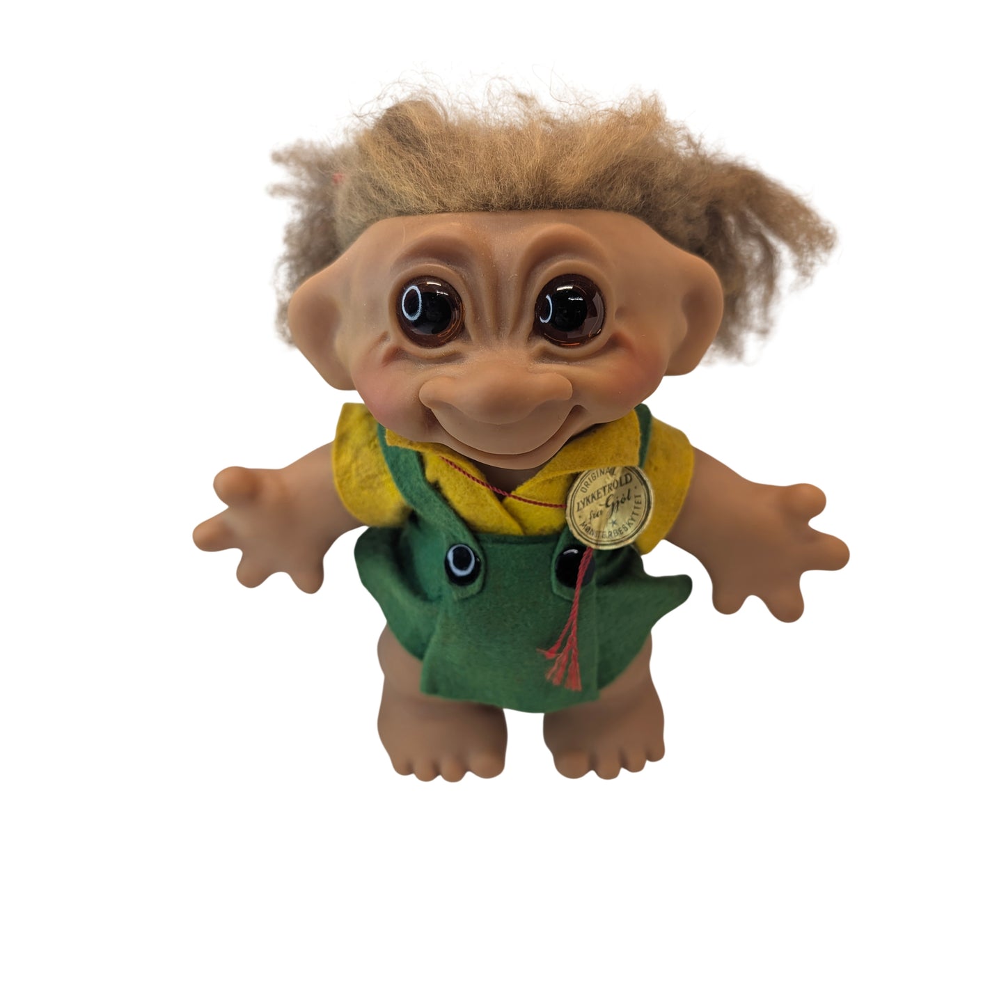 Vintage 1960s Dam Lykketrold Troll Doll 8.5" Original Tag Made in Denmark