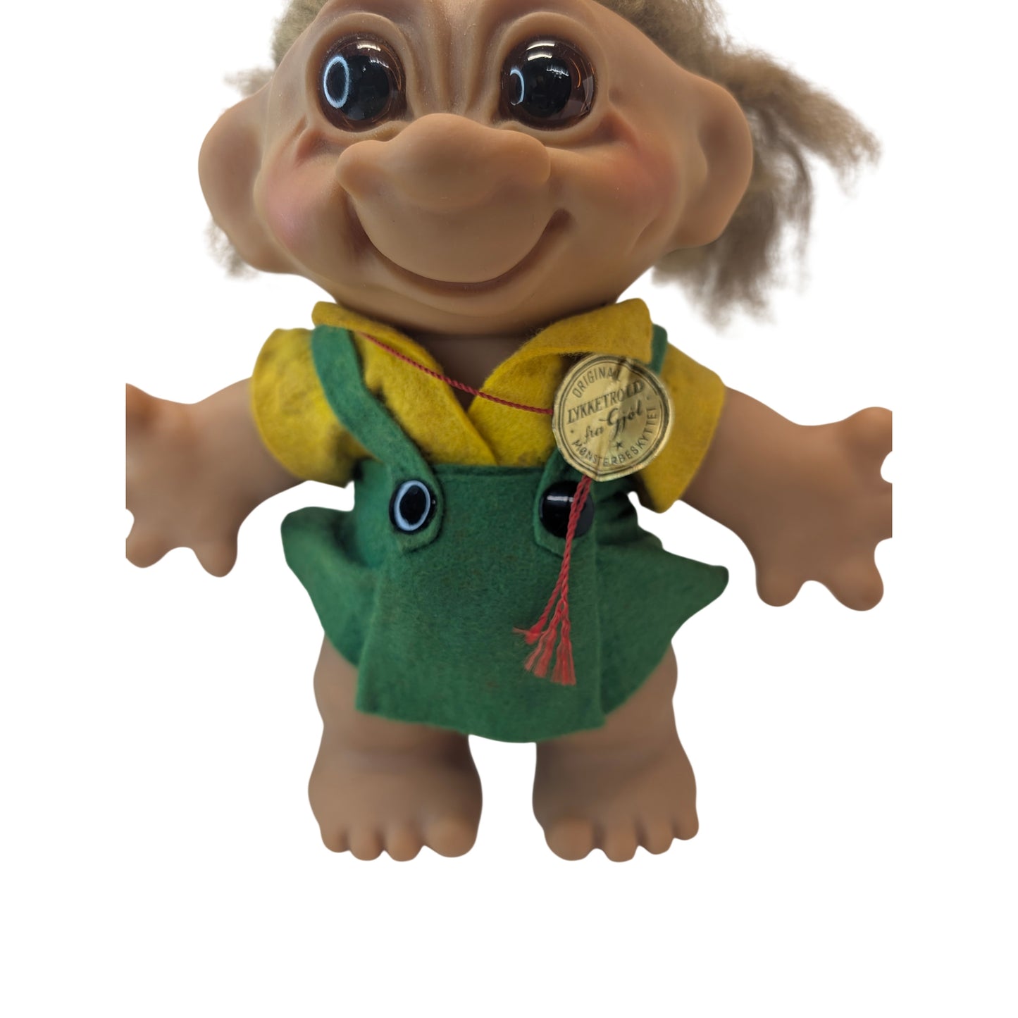 Vintage 1960s Dam Lykketrold Troll Doll 8.5" Original Tag Made in Denmark