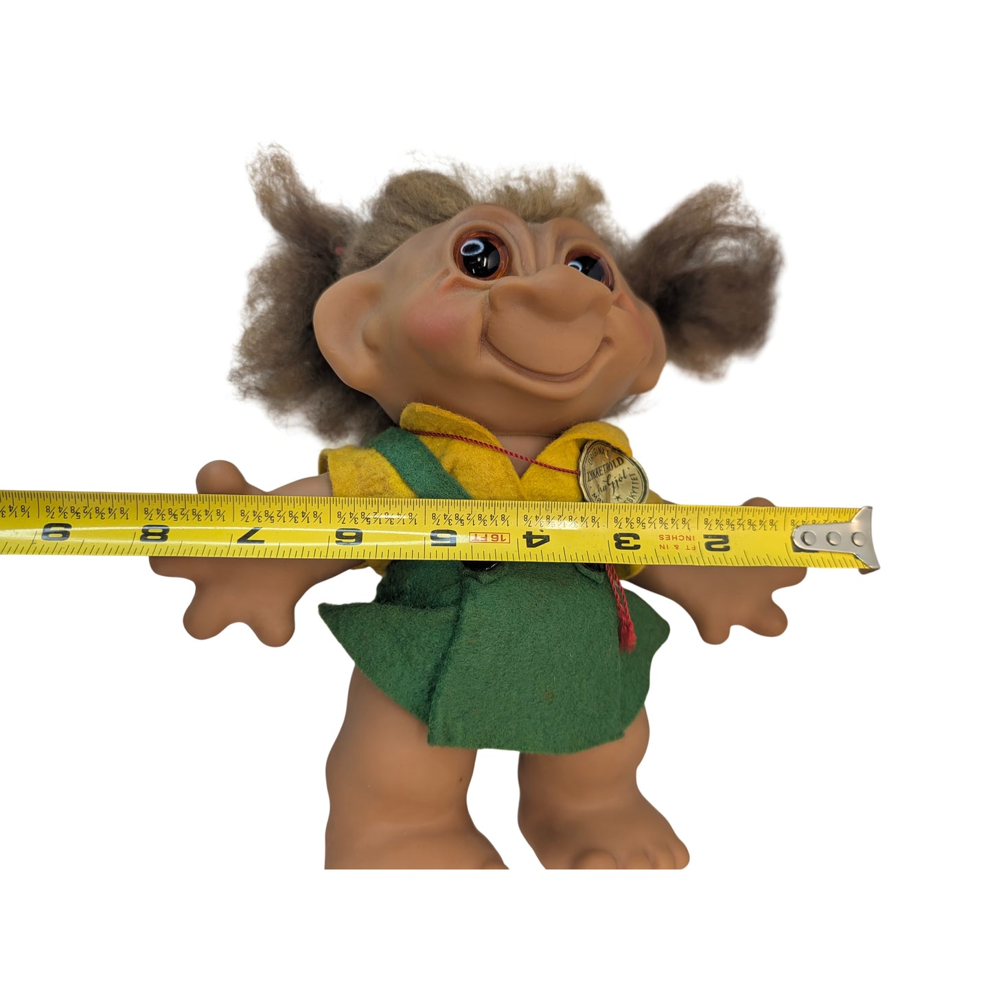 Vintage 1960s Dam Lykketrold Troll Doll 8.5" Original Tag Made in Denmark