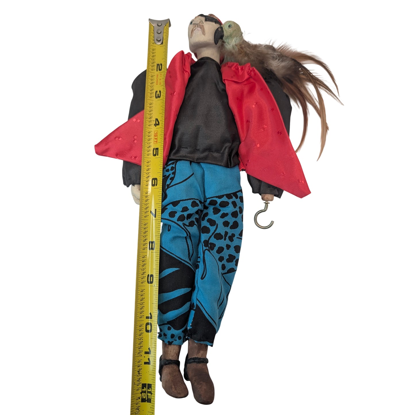 Vintage 1989 Signed Taina OOAK Pirate Artist Doll w/ Parrot & Hook Hand 11"