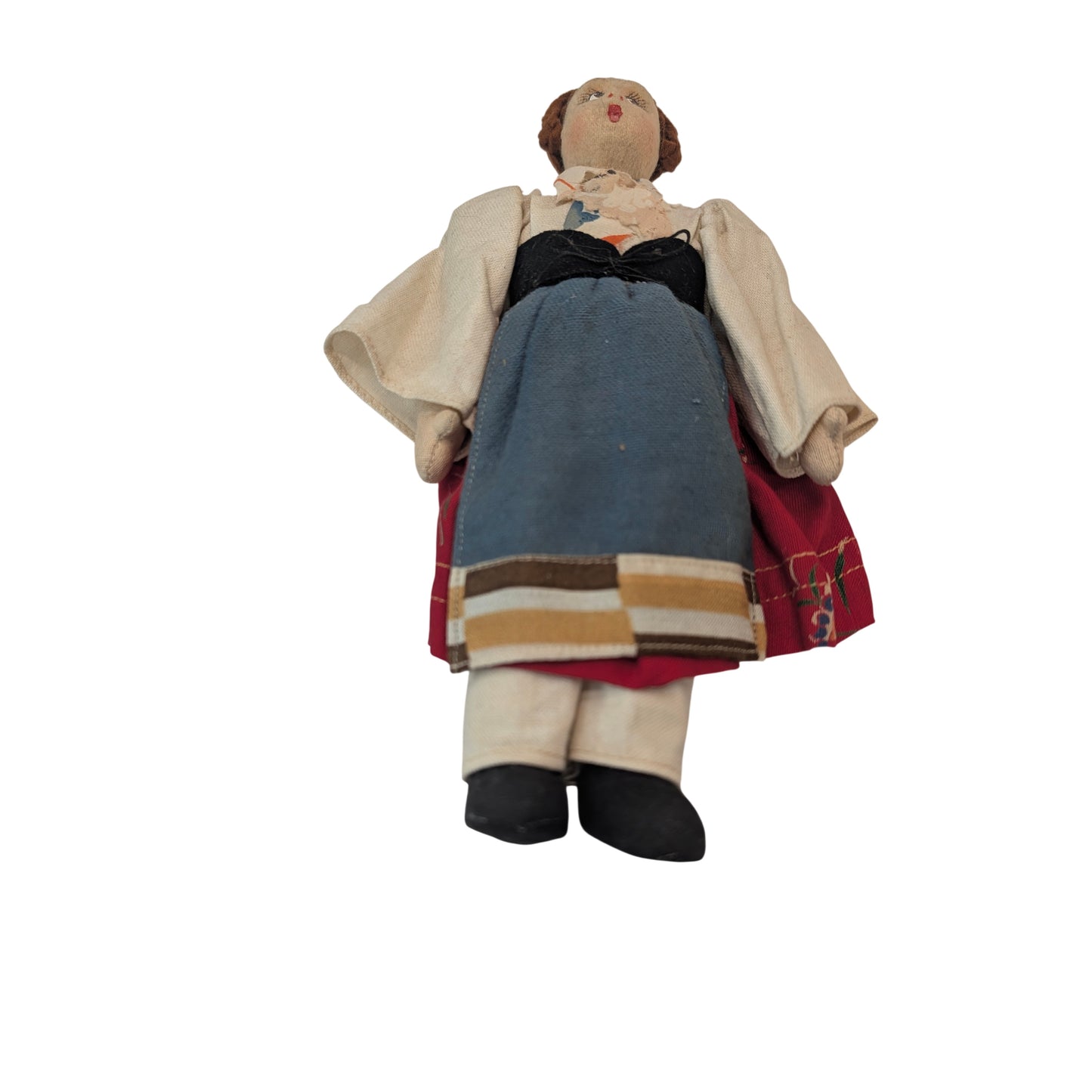 Vintage 1940s Italian Ciociara Folk Art Cloth Doll Near East Industries Chicago