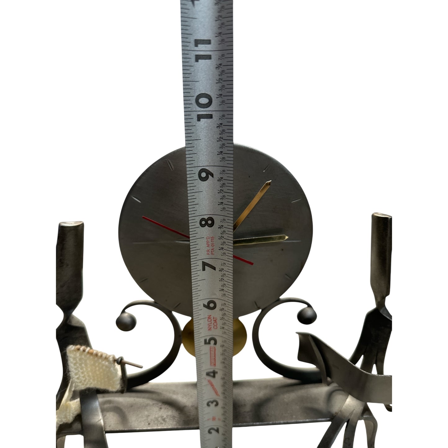 Vintage Brutalist Welded Cutlery Sculpture Clock Junghans Movement