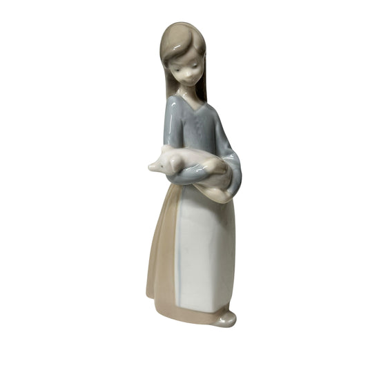 Vintage Lladró 4579 Girl with Pig Porcelain Figurine Fulgencio García Spain