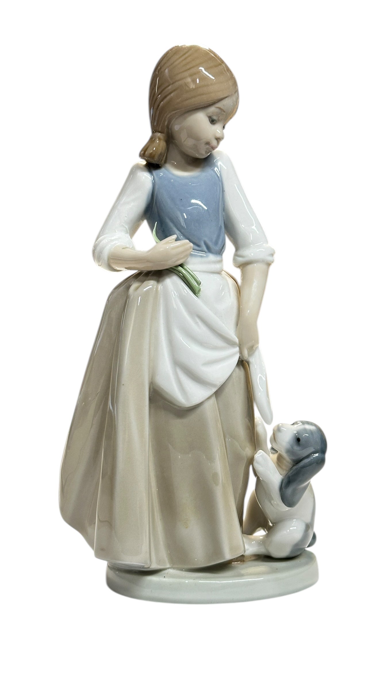 Vintage NAO by Lladró Girl & Puppy Porcelain Figurine #214 Hand Made in Spain