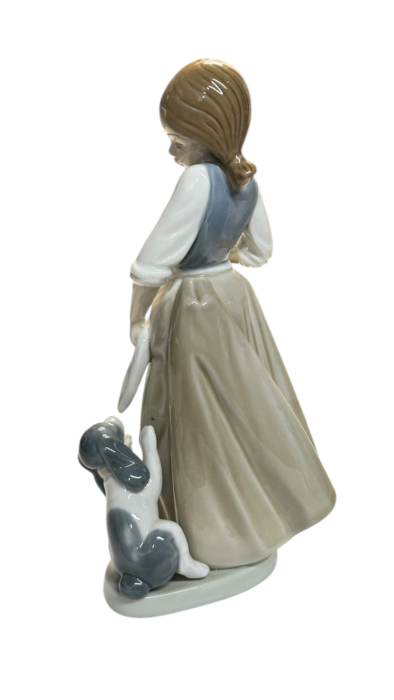 Vintage NAO by Lladró Girl & Puppy Porcelain Figurine #214 Hand Made in Spain