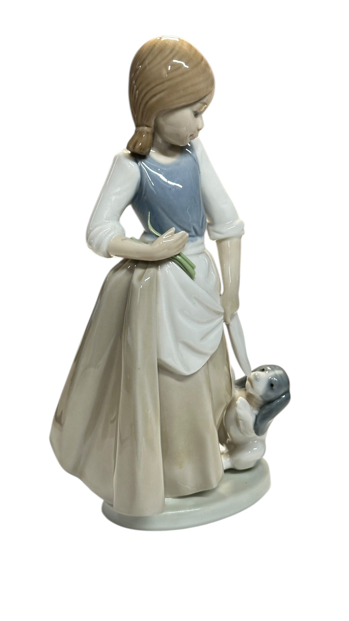 Vintage NAO by Lladró Girl & Puppy Porcelain Figurine #214 Hand Made in Spain