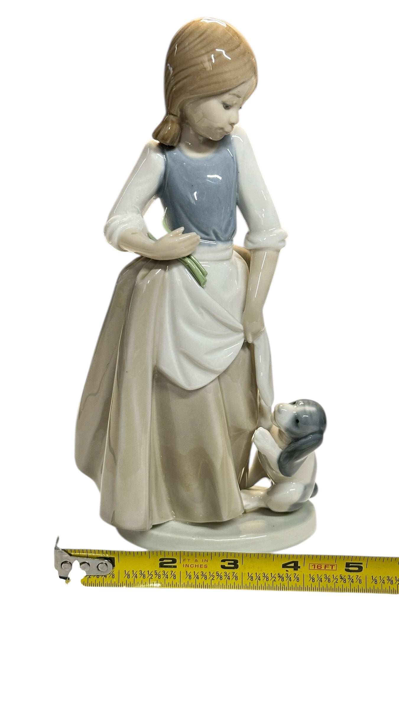 Vintage NAO by Lladró Girl & Puppy Porcelain Figurine #214 Hand Made in Spain