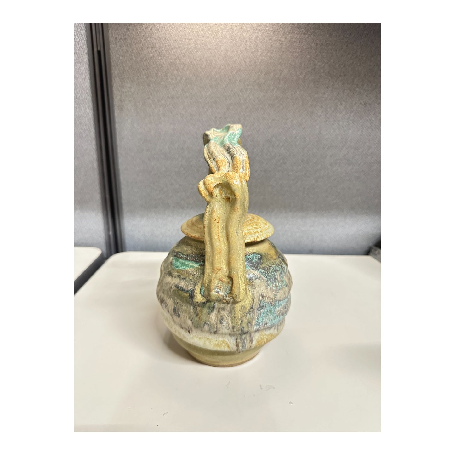 Conner Burns Studio Pottery Teapot Brutalist Organic Ash Glaze 2002