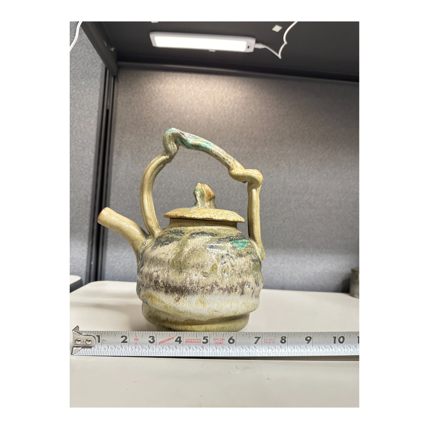 Conner Burns Studio Pottery Teapot Brutalist Organic Ash Glaze 2002