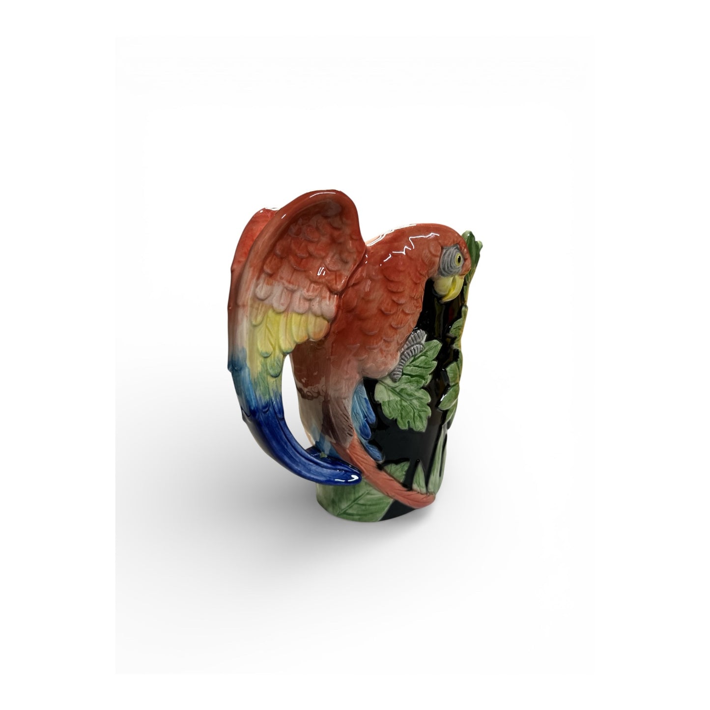 Vintage 1986 Fitz and Floyd Parrot Majolica Pitcher | Tropical Barware
